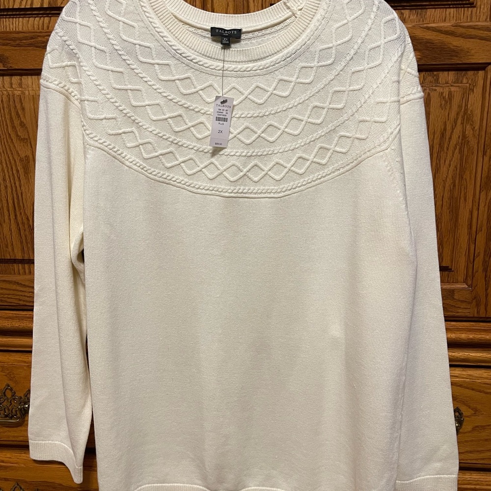 TALBOTS Cream Textured Knit Sweater Sz 2X, NWT